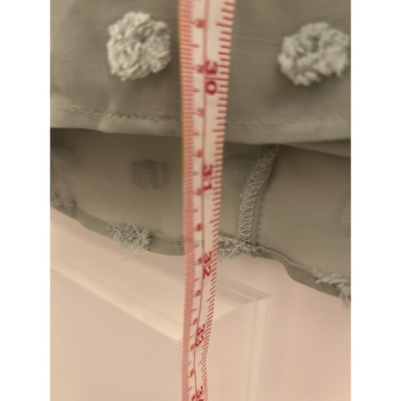 Cato Woman's Sage Chiffon Lined Top Round Neck Tufted Dots Lantern Sleeves 26/28 - Picture 5 of 5